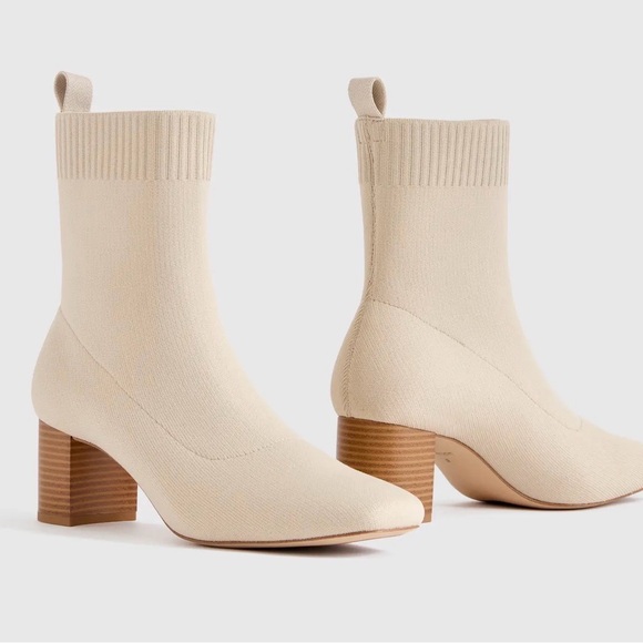 Quince Eco Knit Heeled Sock Bootie Almond Sustainable  - HOLIDAY SPECIAL - Picture 2 of 11